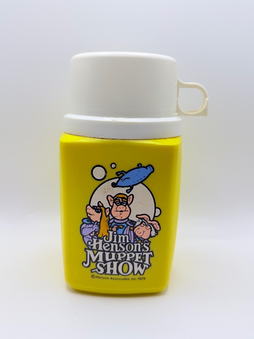 Vintage 1979 Jim Henson’s Muppet Show Thermos 8 oz Yellow Plastic Insulated Cup